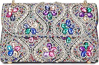 Flower Evening Handbags Chain Strap Square Shoulder Bag Crossbody Bag Cr...