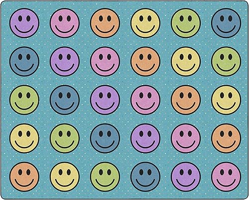 Flagship Carpets Smiley Seating (asientos 30) alfombra de área para aula o tapete de aprendizaje educativo, alfombra de habitación de niños o sala