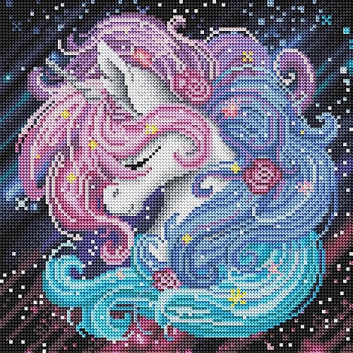 Miniatura 2 de DIAMOND ART CLUB Aurora The Unicorn - Kit de pintura de diamante, lienzo de diamantes de fantasía, kits de arte de diamantes redondos 5D para