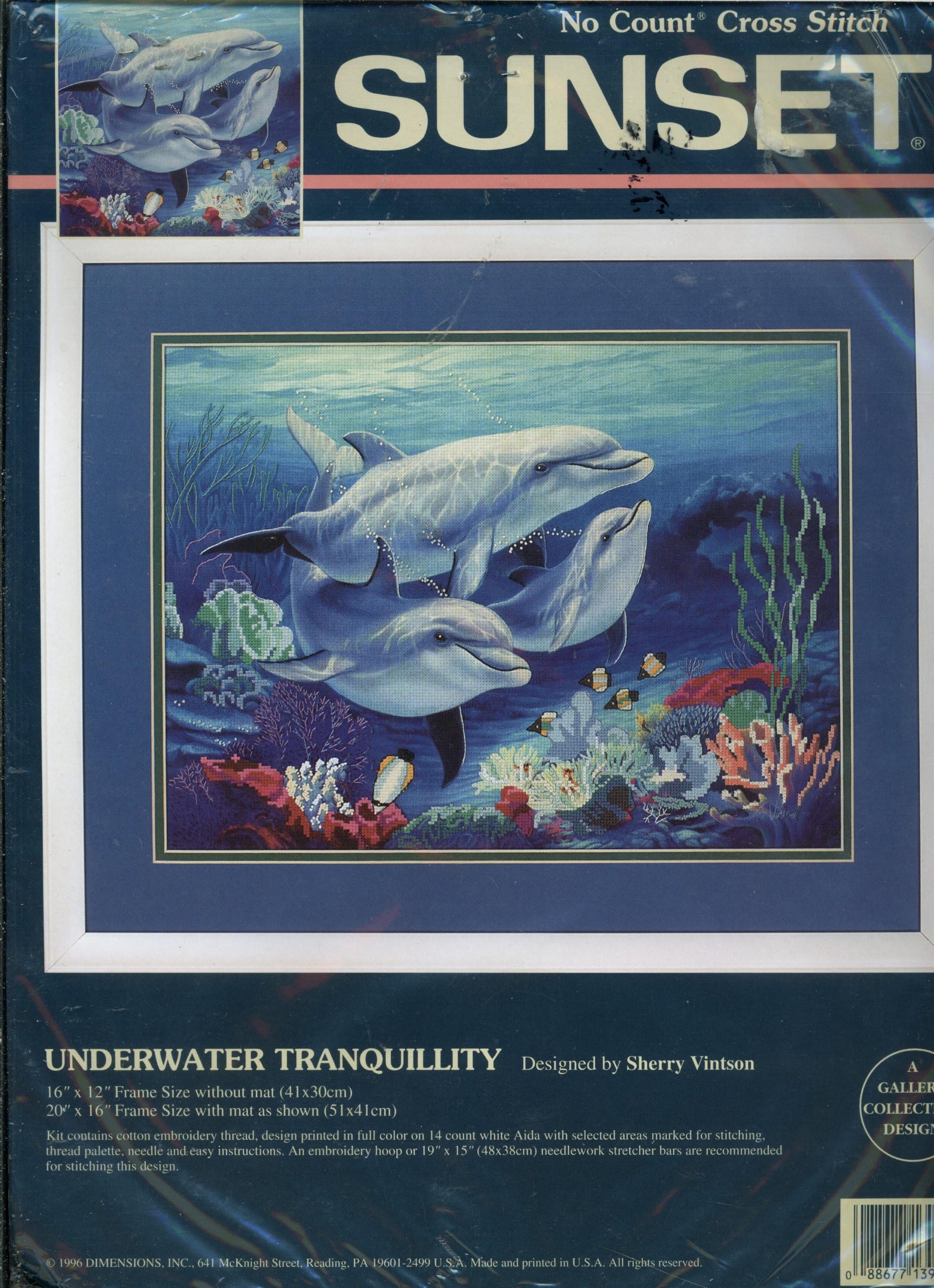 Sunset No Count Cross Stitch - Underwater Tranquility Designed by Sherry Vintson