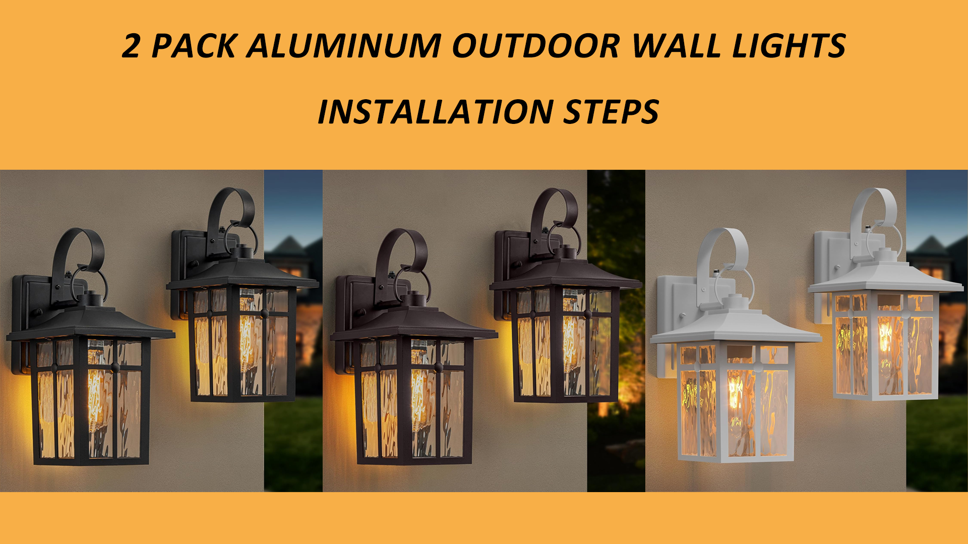 Lawyettle 2 Pack Dusk to Dawn Outdoor Wall Lights, Aluminum