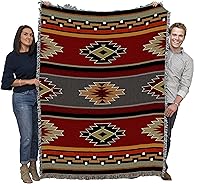 Pure Country Weavers Kaibab Blanket: Southwest Native American Cotton Woven Throw, 72x54 USA Made Tapestry