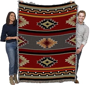 Pure Country Weavers Kaibab Blanket: Southwest Native American Cotton Woven Throw, 72x54 USA Made Tapestry