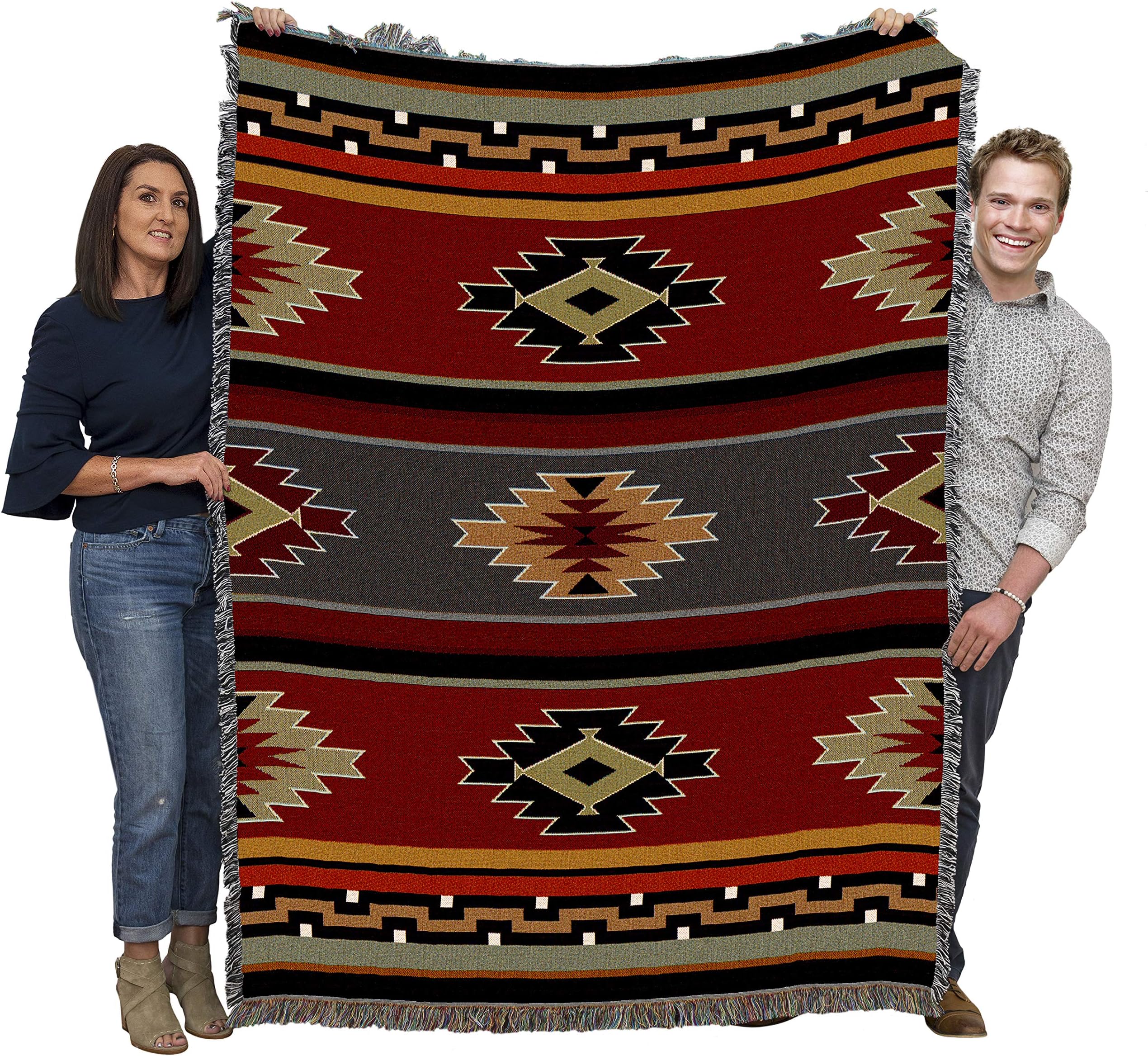 Pure Country WeaversKaibab Blanket - Southwest Native American Inspired - Gift Tapestry Throw Woven from Cotton - Made in The USA (72x54)