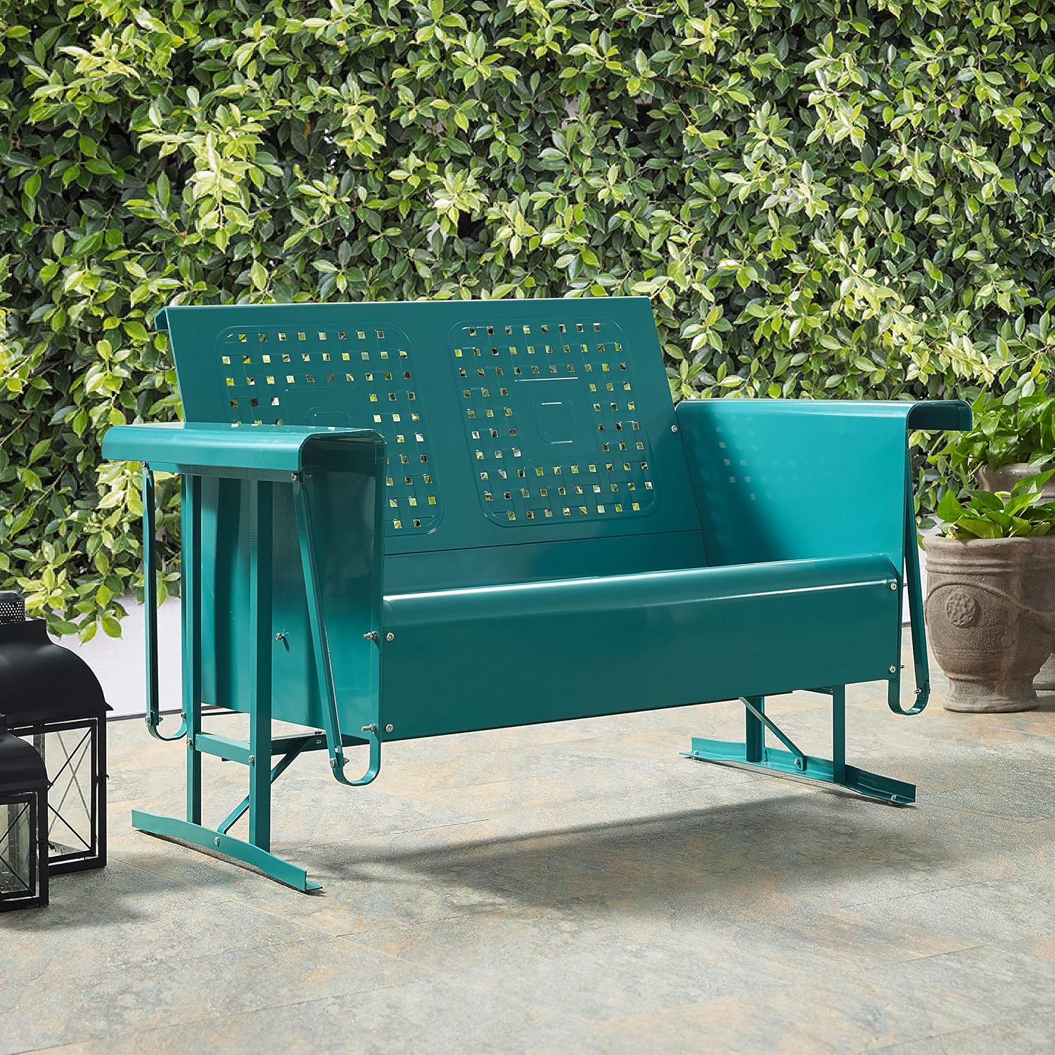Crosley Bates Loveseat Glider Turquoise Gloss : Patio, Lawn & Garden
