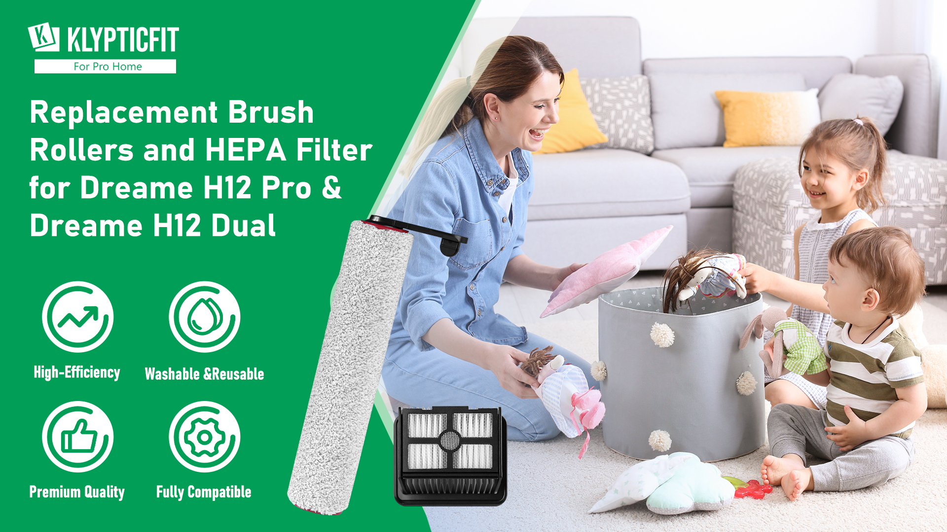 Amazon.com: Klypticfit H12 Pro Replacement Brush Rollers and HEPA