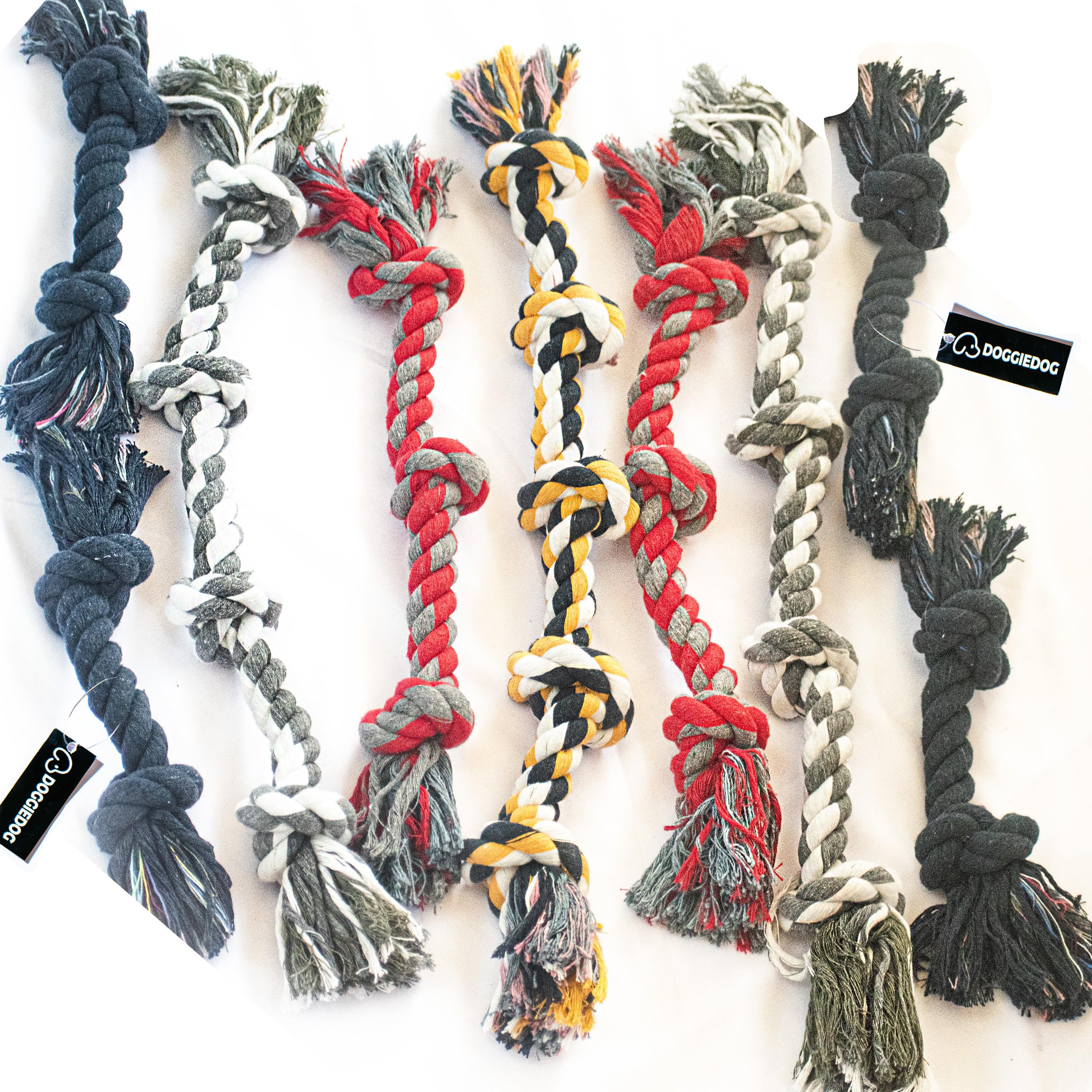 DOGGIE DOG Attractive Twisted Cotton Poly Mix Chew Dog Rope Toys for Adult Large Dogs for Teething Suitable for Large Breed Aggressive chewers (9 Rope, Qurated Colours Multicolours) (B0CDV5PJLR) Amazon Price History, Amazon Price Tracker