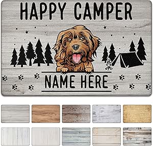 Amazon.com: PREZZY Cockapoo Happy Camper Personalized Door Mat Indoor ...