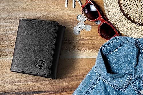 Miniatura 3 de Stealth Mode Cartera RFID triple plegable de cuero para hombres con soporte de identificación abatible Negro talla única  Carteras triples para