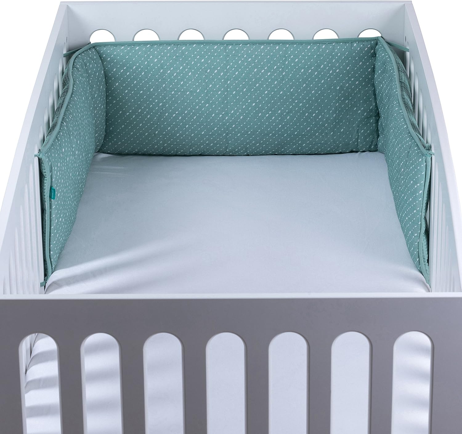 Urban Kanga Padded Cot Bed Bumper Muslin Cotton Waffle Piquet Unisex Green Dots Amazon Co Uk Baby Products