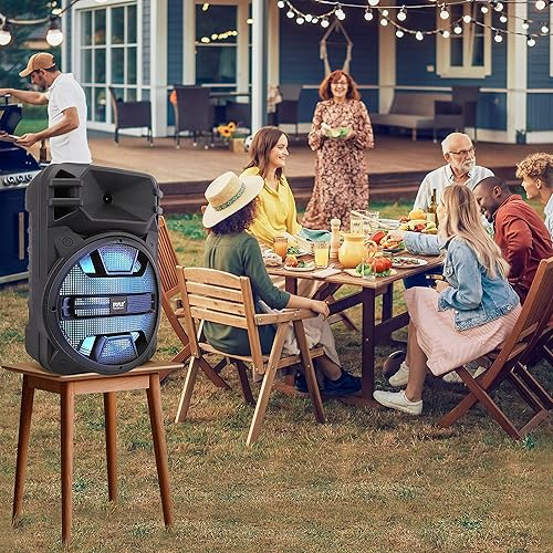 Miniatura 9 de Pyle Sistema de altavoces PA Bluetooth portátil - Altavoz Bluetooth para exteriores de 800 W, sistema PA portátil con micrófono, luces de fiesta,