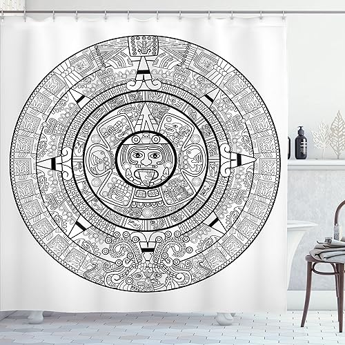 Ambesonne - Cortina mesoamericana para regadera, calendario maya, antigüedad astrológica azteca, geométrica e indígena con ganchos, 69 pulgadas de disponible en Yaxa Costa Rica