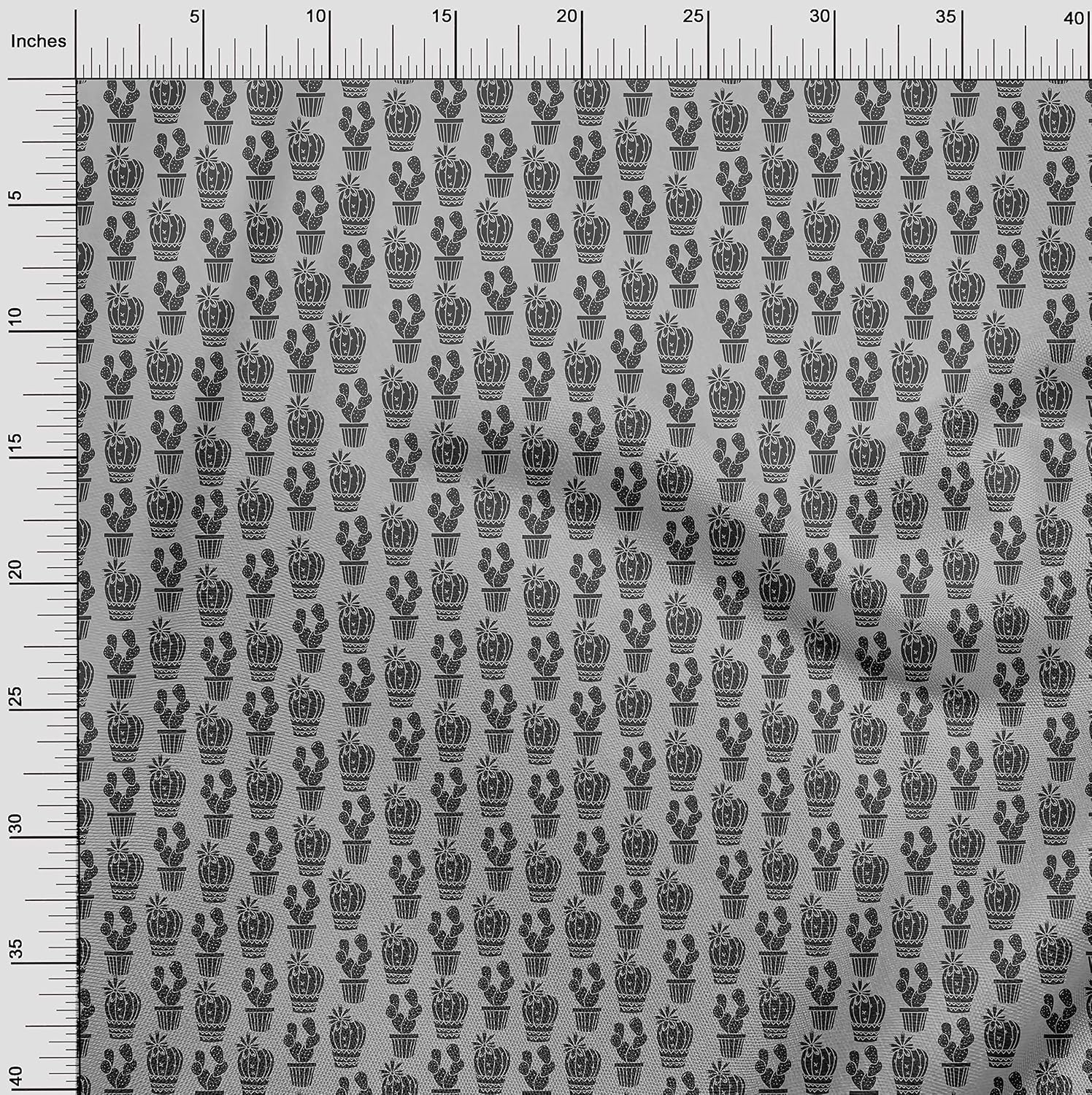 oneOone Cotton Flex Black Fabric Cactus Sewing Material Print Fabric by The Yard 40 Inch Wide-75