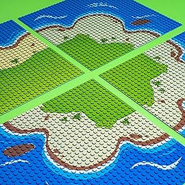 Apostrophe Games Island Building Blocks Base Plates Compatible with All Major Brands - 6 Pack of Beach Plates - 4 Corners & 2 Straight