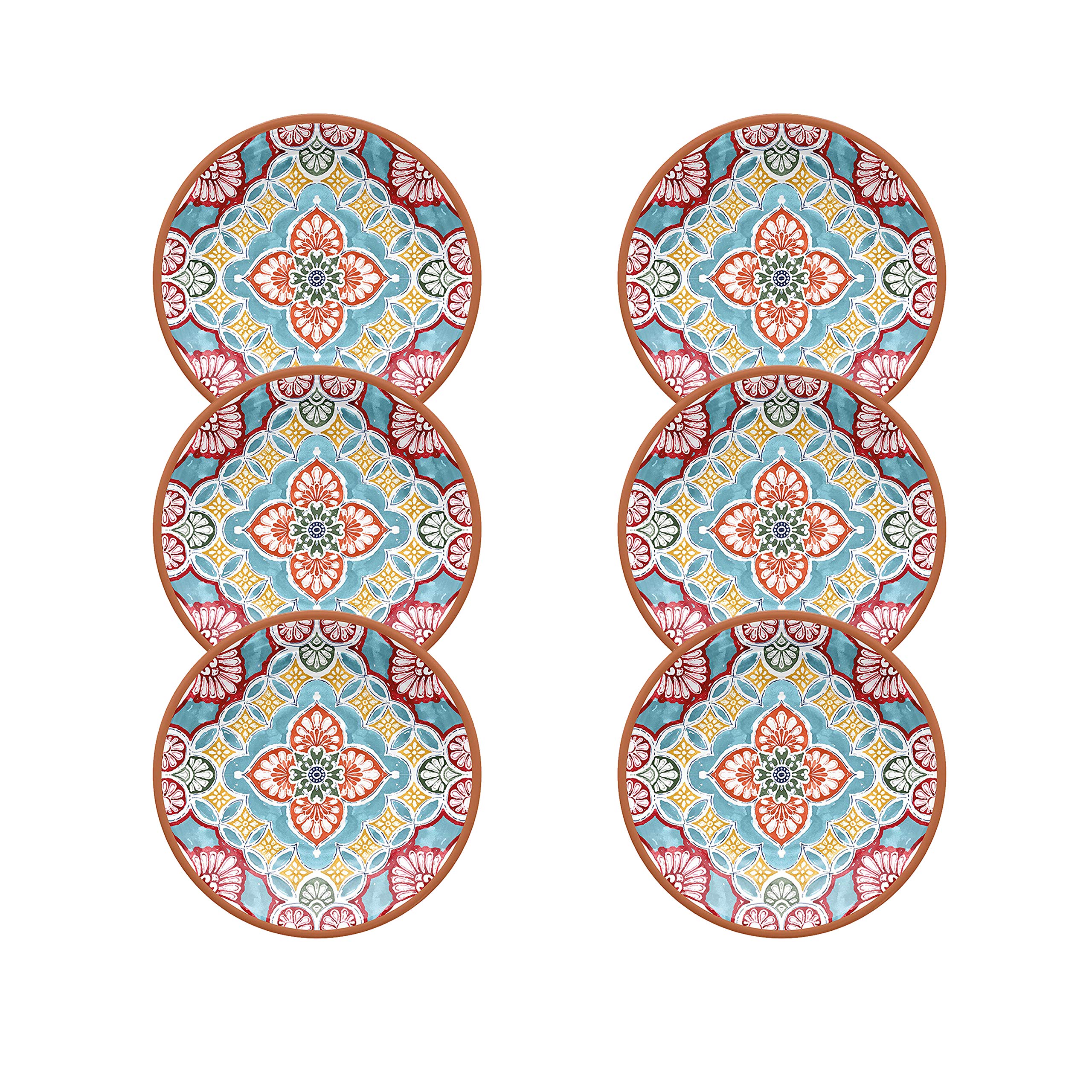 Auntie Morags Purely Home Rio Corte - Outdoor/Camping/BBQ - Melamine Side Plates Sets (6)