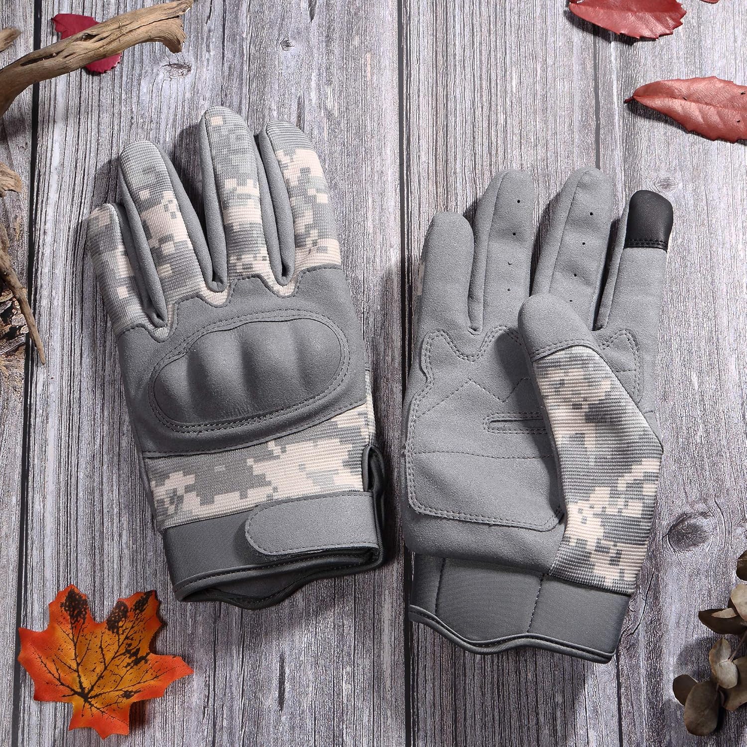 wtactful ACU Camouflage Tactical Gloves for Airsoft Paintball Hunting Work Driving Hiking Climbing Camping Mechanic Cycling Motorbike Bike Touch Screen Full Finger Gloves Men Women Size Medium : Sports & Outdoors