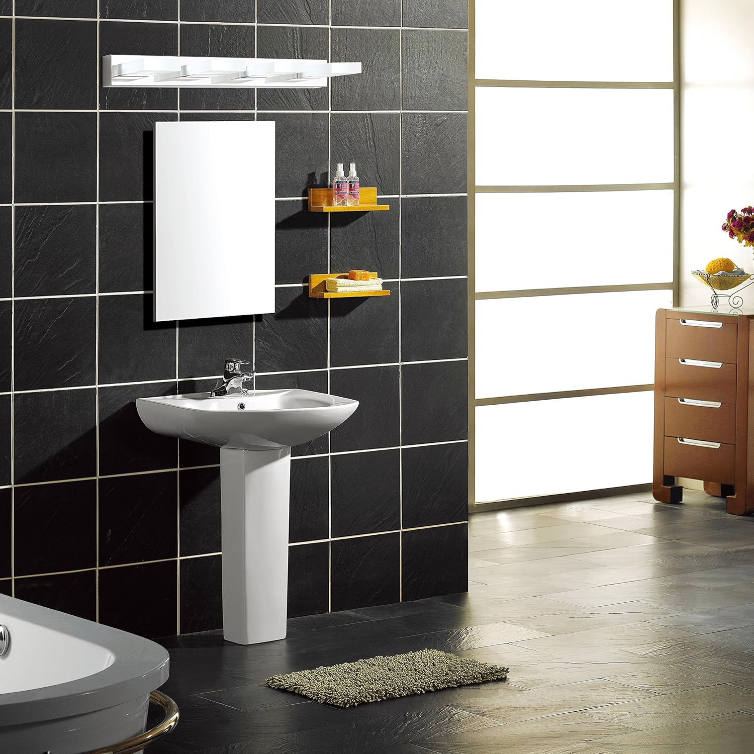 Best Seller mirrea 24in Modern LED Vanity Light in 4 Lights Stainless Steel and Acrylic 21w Cold White 5000K Flash Deals - 70% OFF mirrea 24in Modern LED Vanity Light in 4 Lights Stainless Steel and Acrylic 21w Cold White 5000K