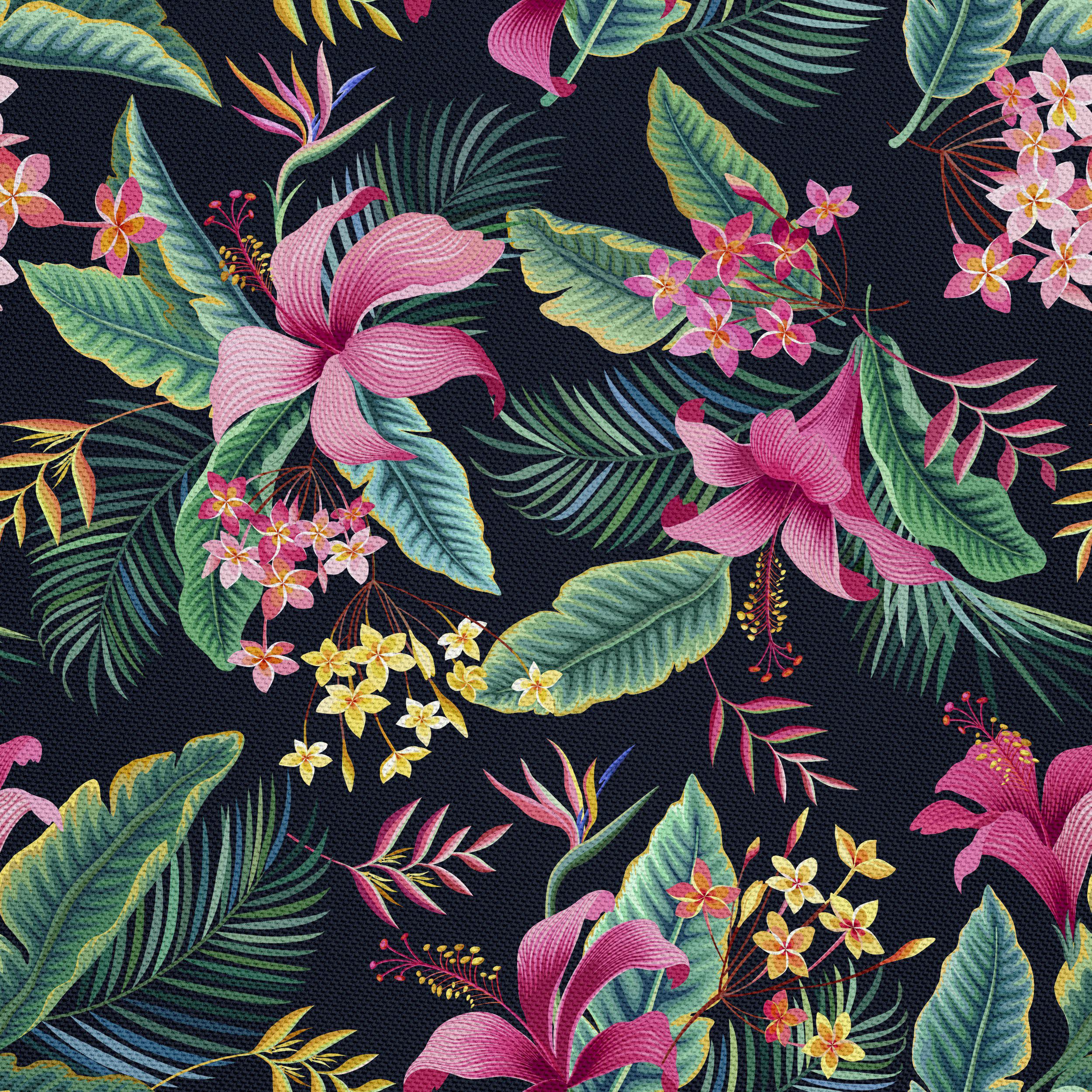 HEKO PANELS Oxford Fabric by Metre for Sewing Canvas Polyester Sewing Fabrics Decorative Material Water-Resistant Waterproof Non Transparent Tropical Flowers 1 Meter 155 x 100 cm 5 x 3 ft