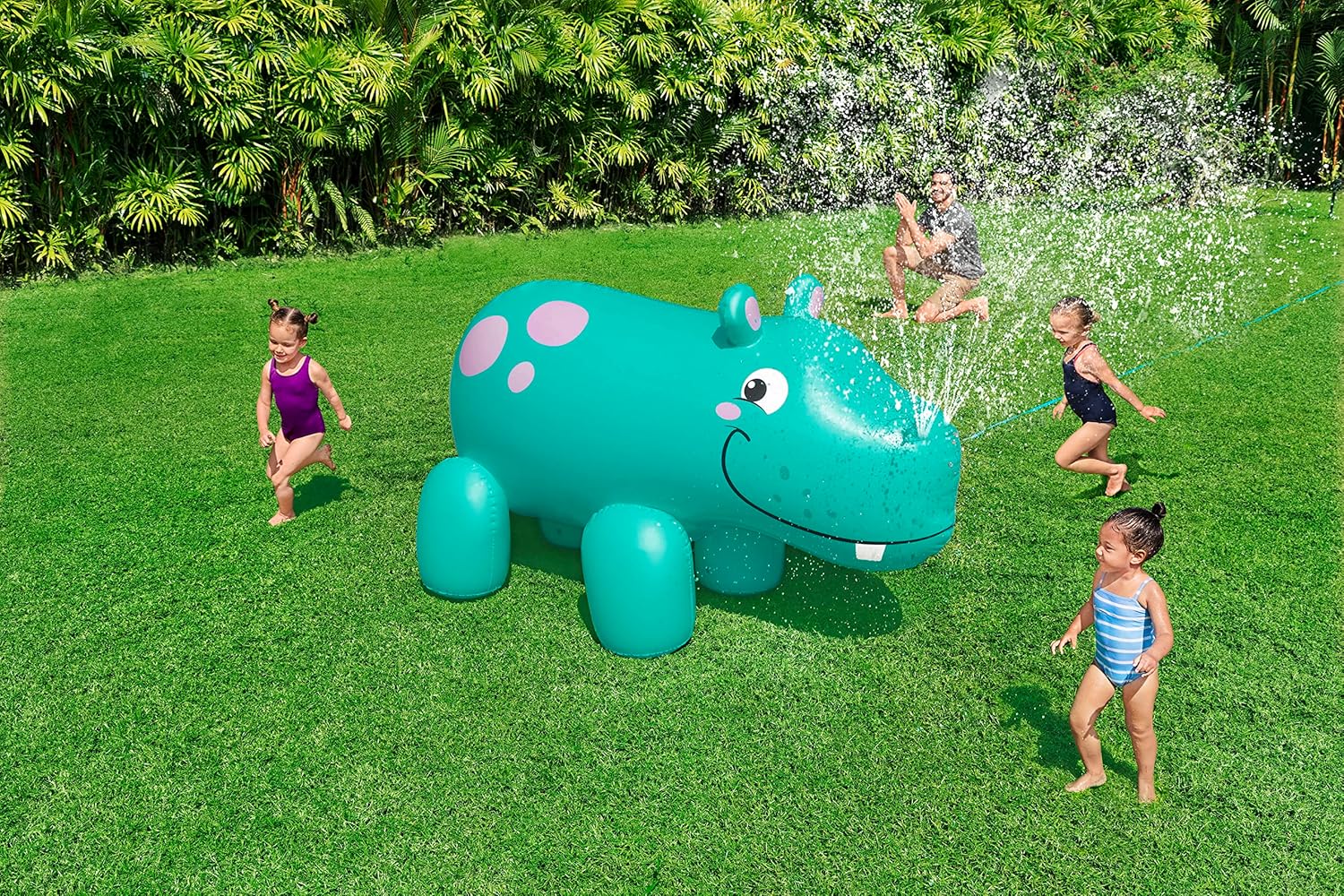 Bestway Jumbo Hippo Water Sprinkler | Kids Garden Water Toy, Inflatable 1.27 Meter Toy