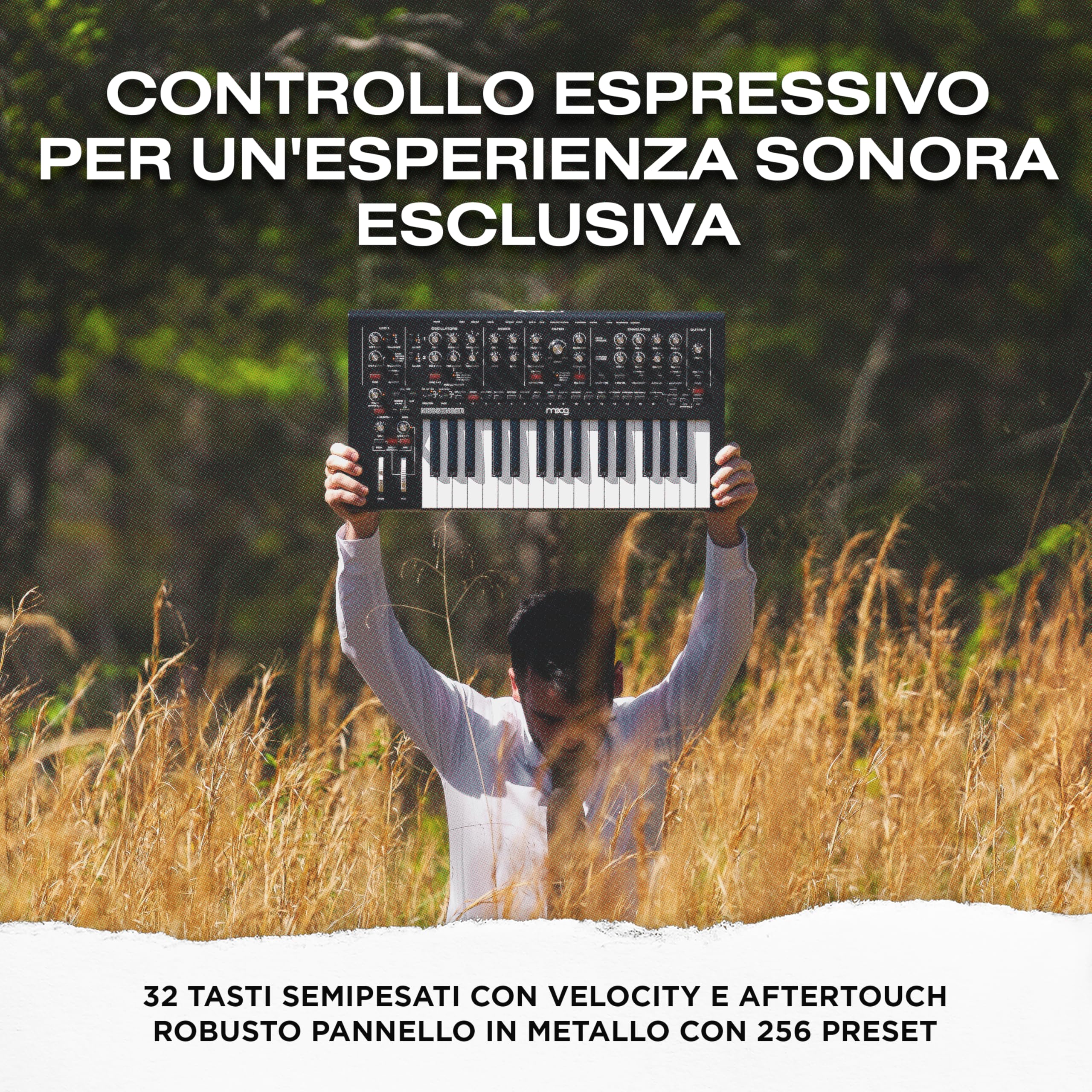 MOOG Messenger - Synth-Tastiera Analogico Monofonico di Nuova Generazione con 32 Note, Sequencer a 64 Step, 256 Preset e Compensazione RES BASS