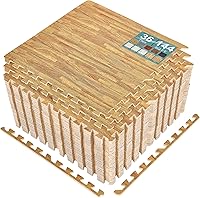 Vista 11 de Sorbus Losetas de suelo de madera veteada, esteras de espuma EVA entrelazadas, losetas de 3/8" de grosor para suelos de madera, esteras de ejercicio