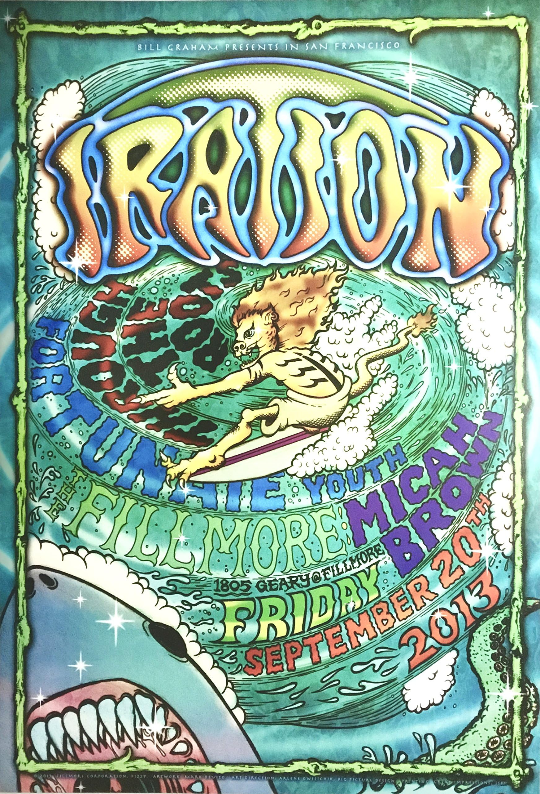 Iration Poster from The Fillmore 2013 Rare Bill Graham BG Music Collectible with Fortunate Youth