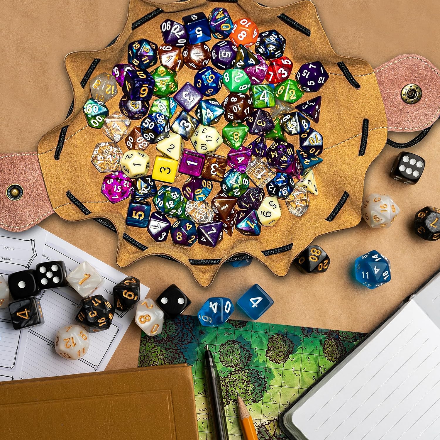 Guilt Free Gaming Genuine Leather RPG Bag | Foil Stamped | Holds 40+ Dice | Great for Coins | Timeless Style | Great for DMs and Players