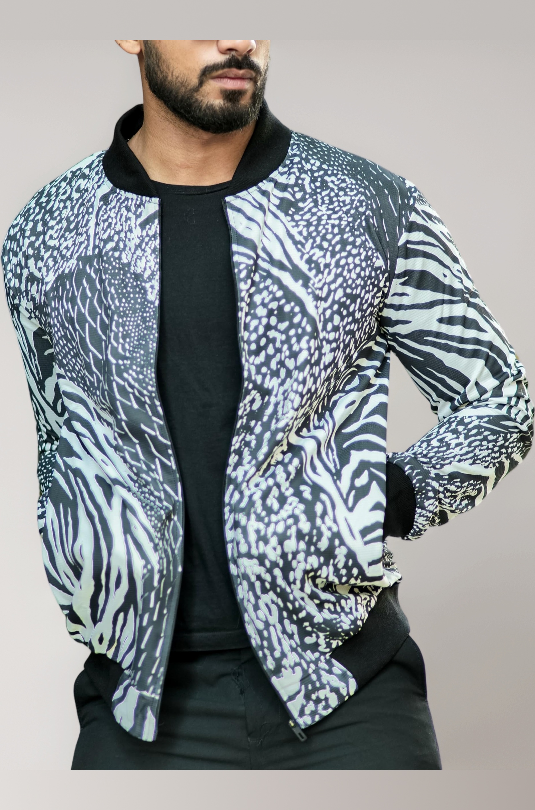 GRITSTONES Men Digital Print Bomber Jacket