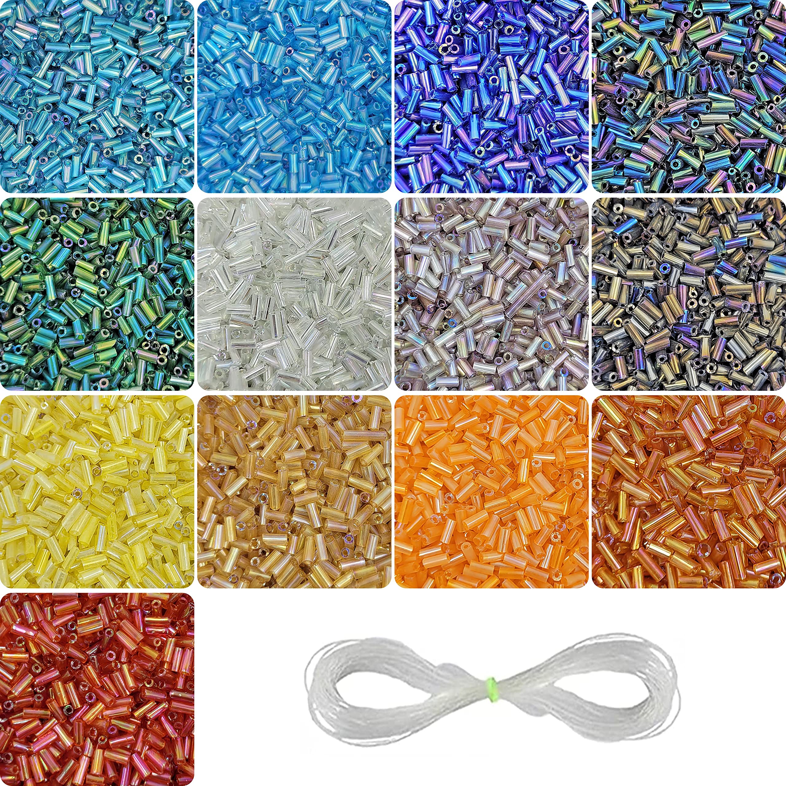 Indikonb Tube Beads Kit, Glass Bugle Seed Beads Small Craft Beads For Jewellery Diy Bracelet Necklaces Crafting Jewelry Making Supplies Set (5 Mm, Rainbow) | Bugle - Rainbow - 5 Mm | - Multicolor-picture-26