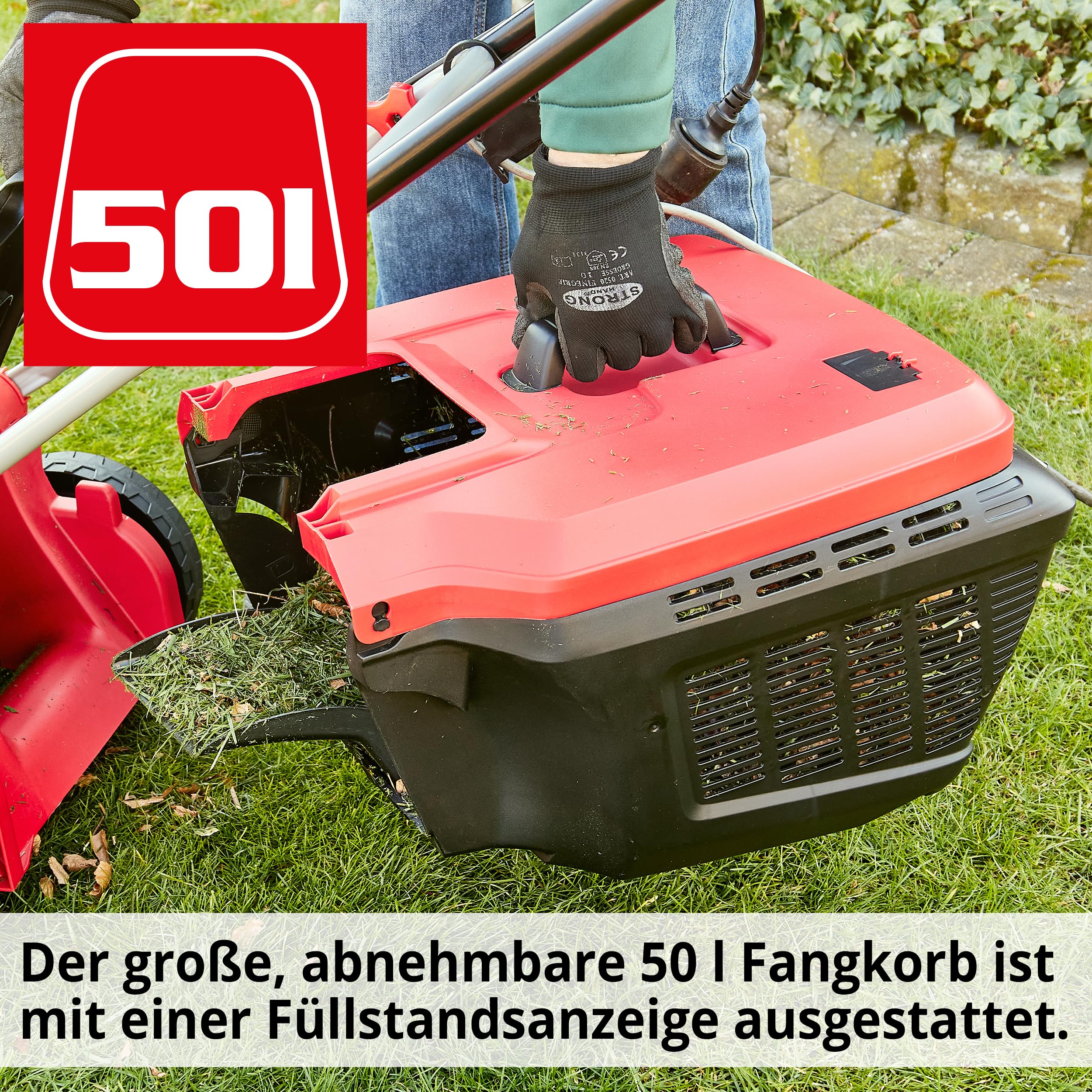 HECHT Elektro Rasenmäher 1800 W – 42 cm Schnittbreite, 50 L | 11-fache zentrale Schnitthöheneinstellung 25–85 mm für gepflegten Rasen, leichten Schnitt und komfortables Mähen