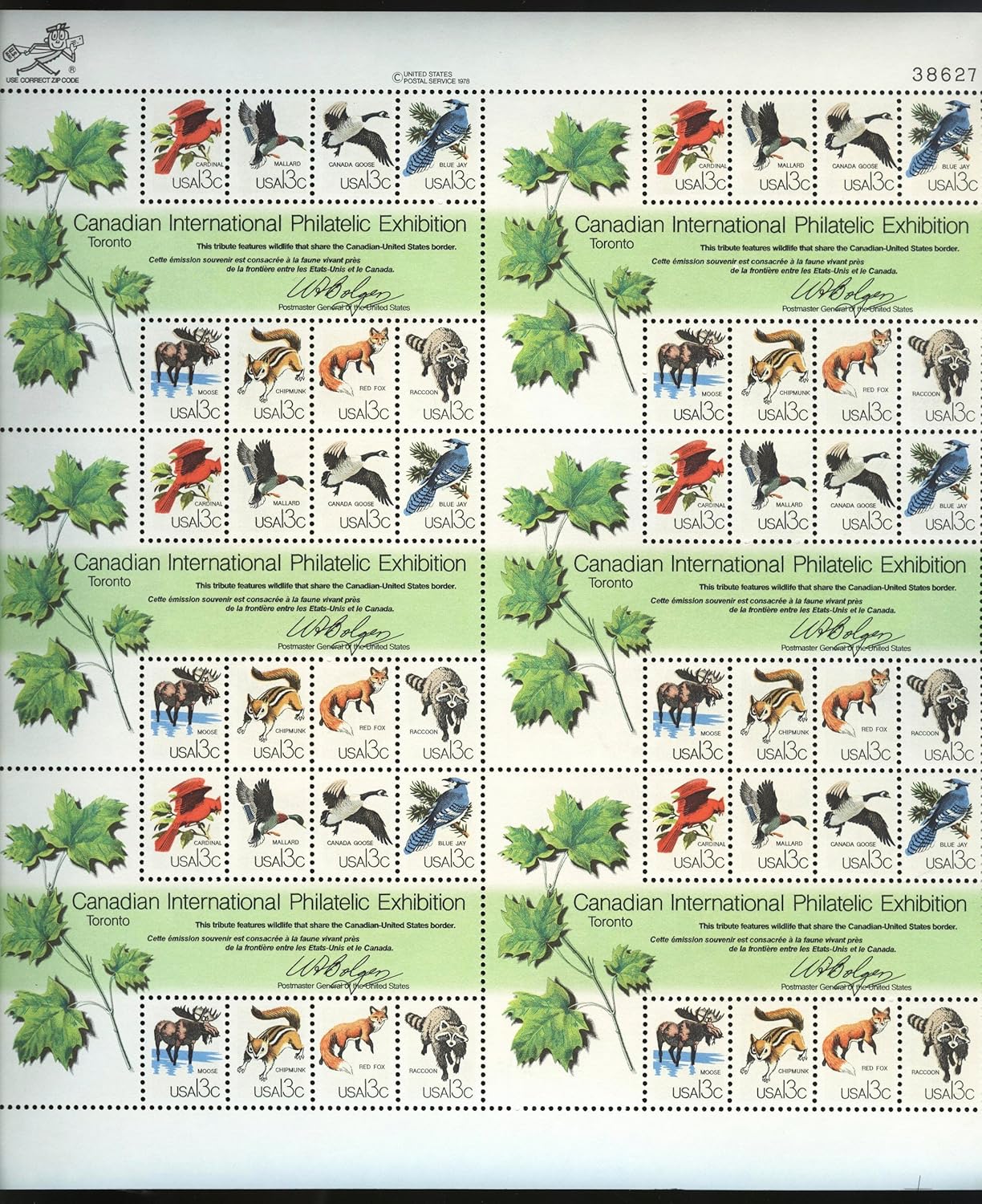 Canadian International Philatelic Exhibition Toronto (Sheet of 48) 13 Cent US Postage Stamps 1979 Scott 1757