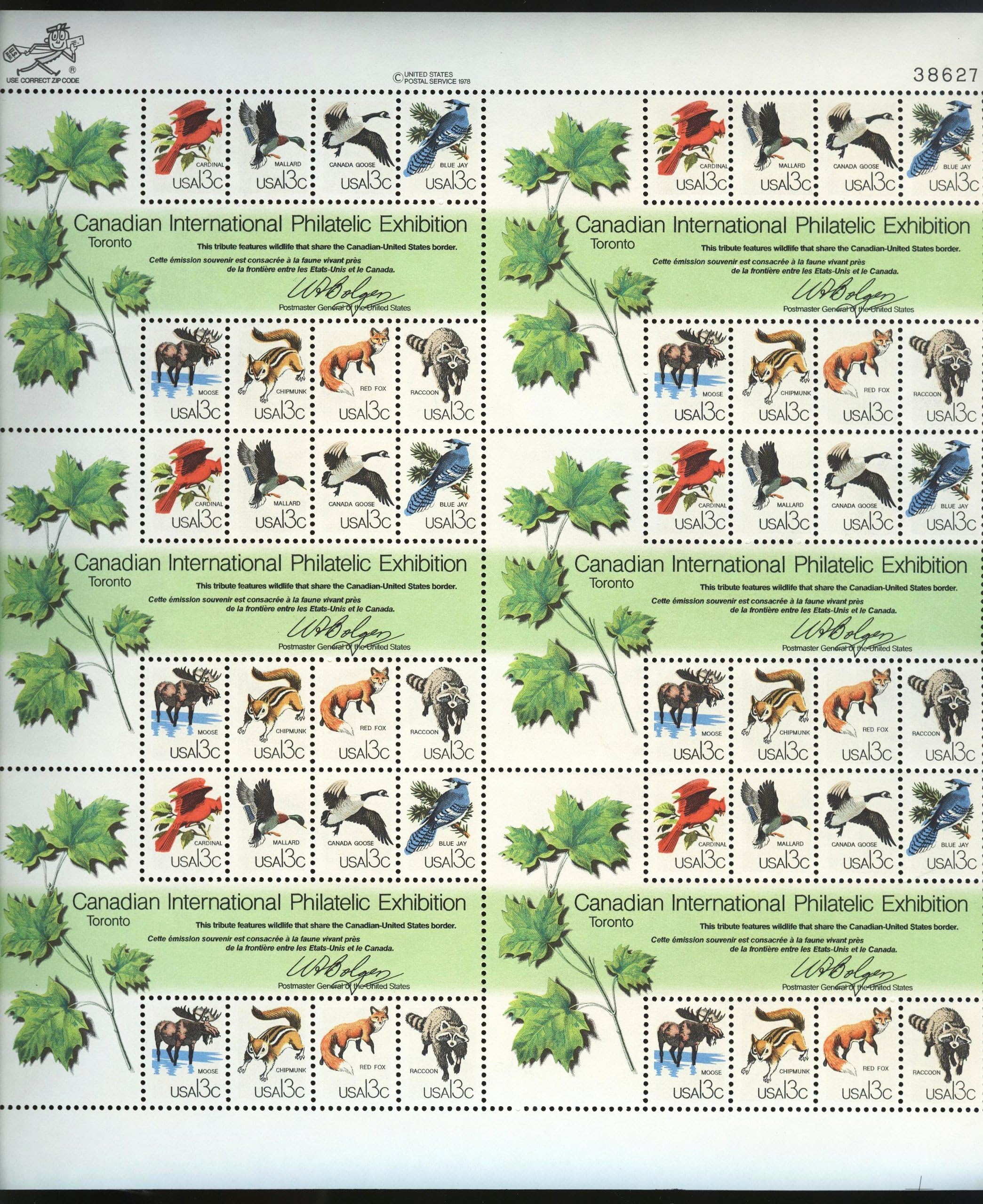 Canadian International Philatelic Exhibition Toronto (Sheet of 48) 13 Cent US Postage Stamps 1979 Scott 1757