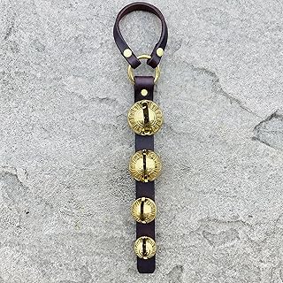 Decorative Sleigh Bells for Door Handle/Christmas Bell Décor/Bells on Leather Strap/Jingle Bells for Gift or Home Decoration/Amish Handmade in USA (4 bell leather door hanger)
