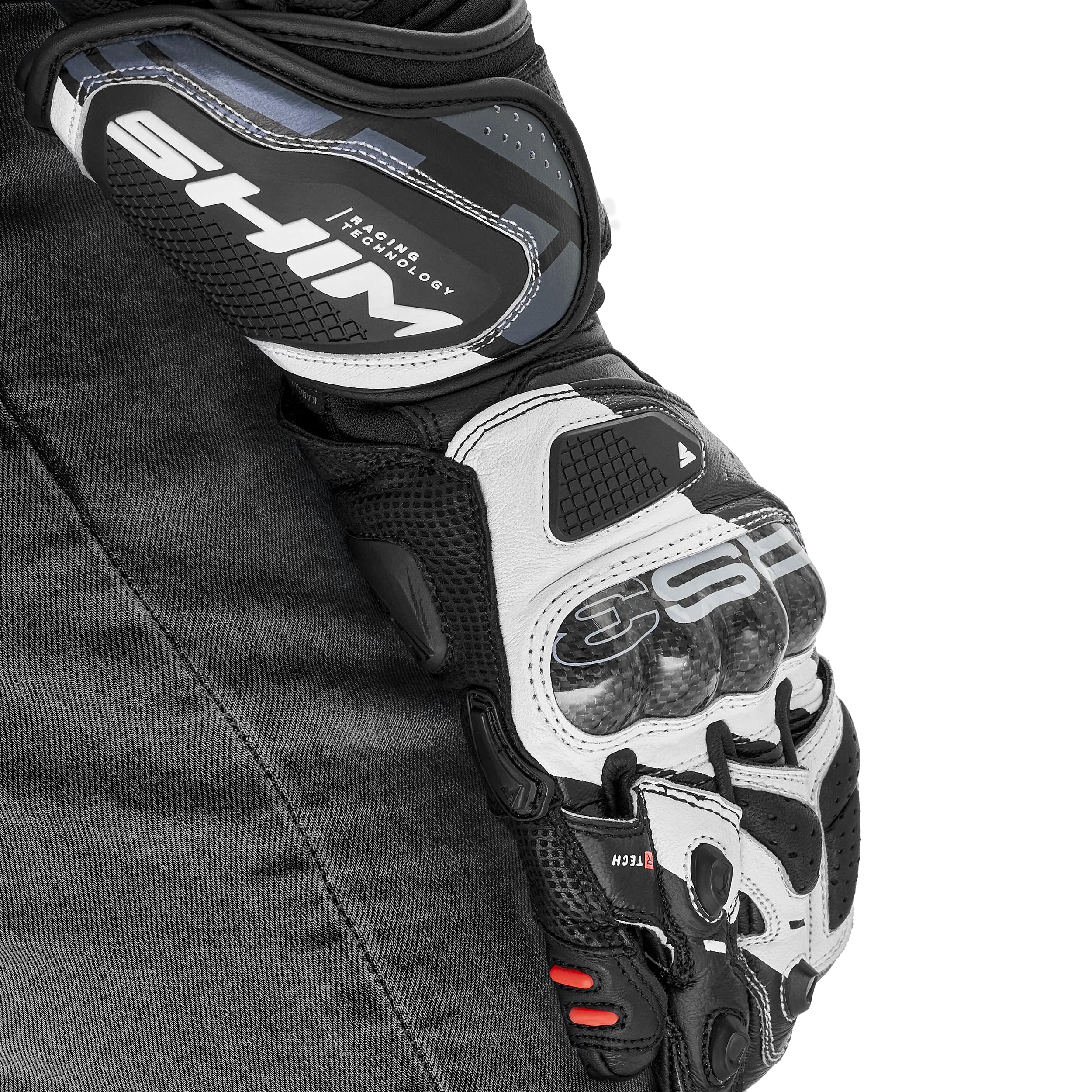 SHIMA RS-3 Guanti Moto Estivi Donna Pelle Lungo Ventilato Perforato Omologati Guanto per Motocicletta Touchscreen Ventilata Scooter Protettore Rinforzato Abbigliamento Racing (Donne, Nero, XS)