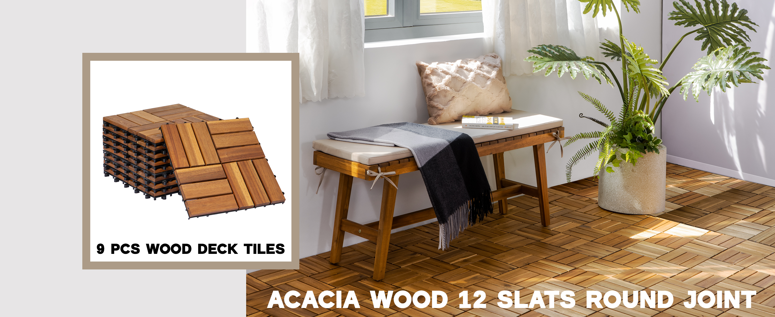 Amazon.com: VICTORY RELAX Acacia Wood Decking Tiles 9PCS - Easy