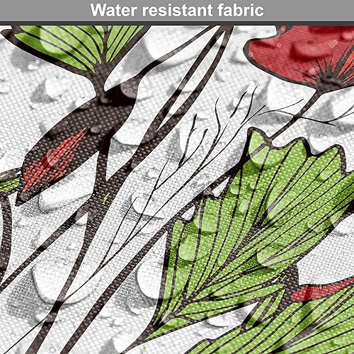 Miniatura 6 de Ambesonne Tela floral de The Yard, vista de cerca de flores y hojas de amapola florecientes, tela decorativa para tapicería y detalles del hogar, 1