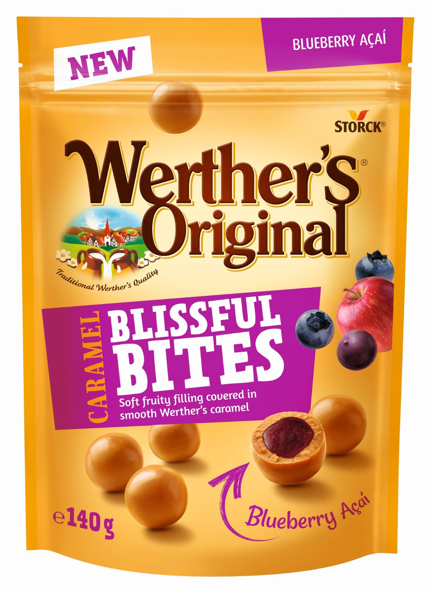 Werther's Original Blueberry Blissful Bites, 140 g (Pack of 1)