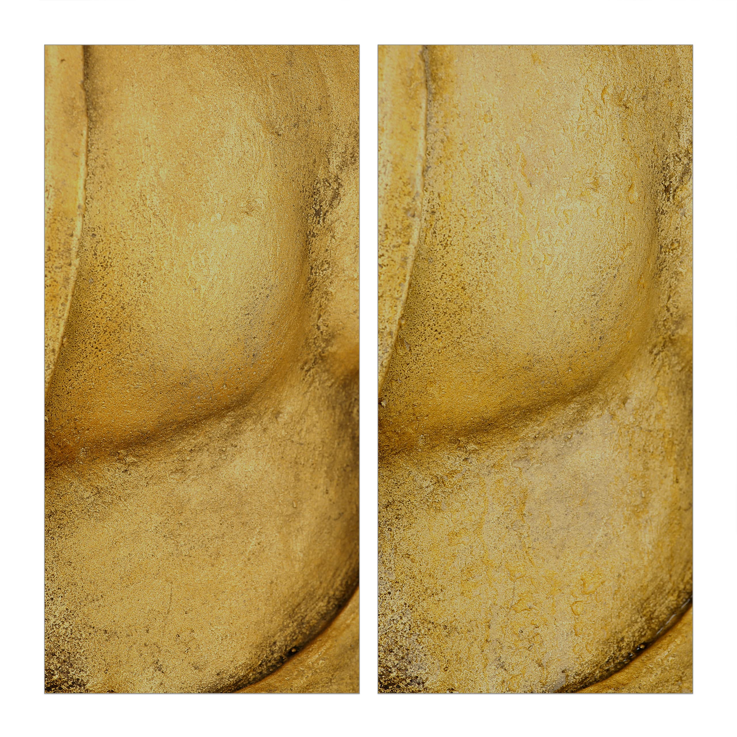 Relaxdays Estatua Buda Jardín, Resistente a la Intemperie y Las Heladas, Figura Buda Sentado XL, 70 x 45 x 35 cm, Dorado