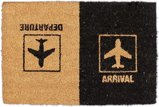 Paillasson Drôle Relaxdays Avion Arrival Departure 40x60 cm Nature/Noir