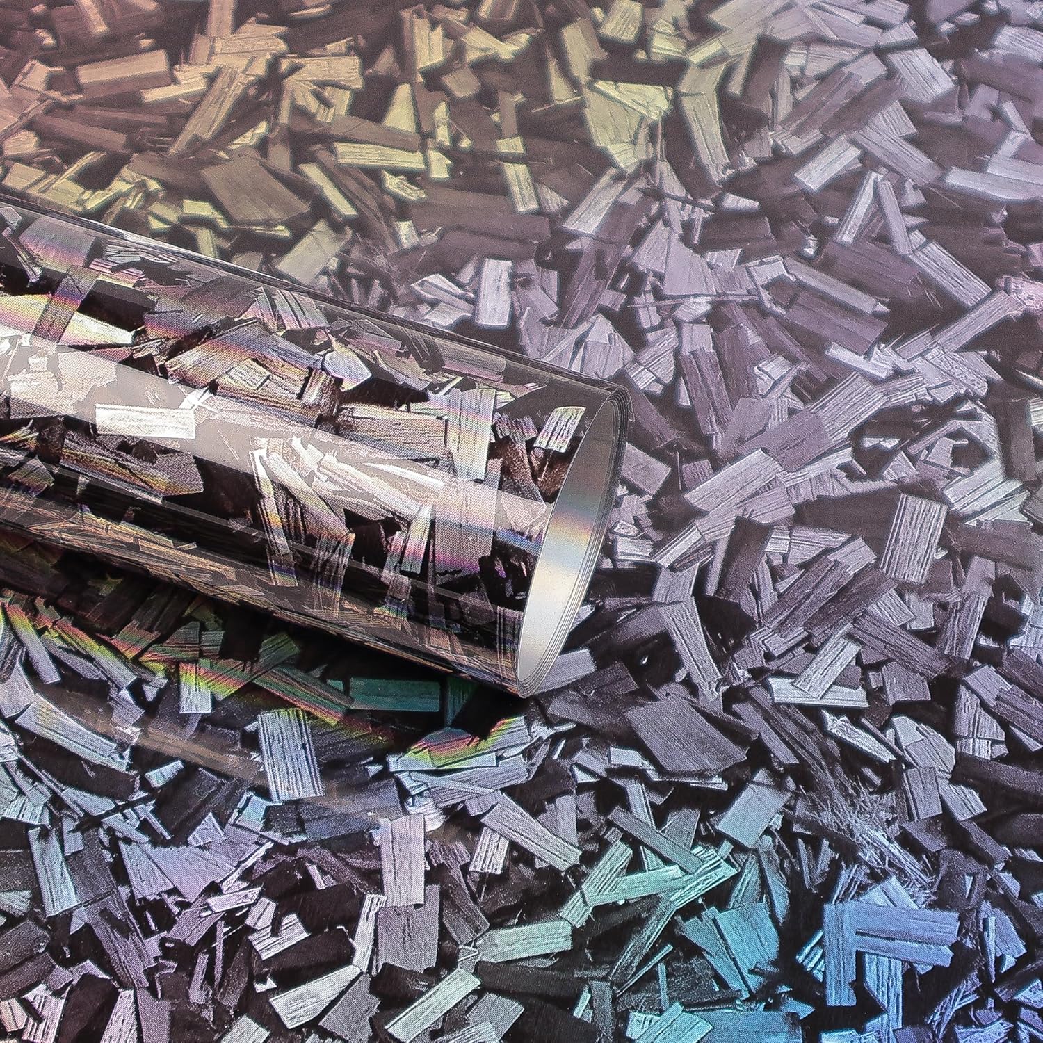 Lypumso Holographic Forged Carbon Fiber Vinyl Wraps, Silver Rainbow Laser Vinyl Wraps for Cars, High Gloss Exterior Interior Decorative Film, Premium DIY Cast Film Self-Adhesive Stickers 1ft x 10ft 1ft x 10ft Holographic Silver