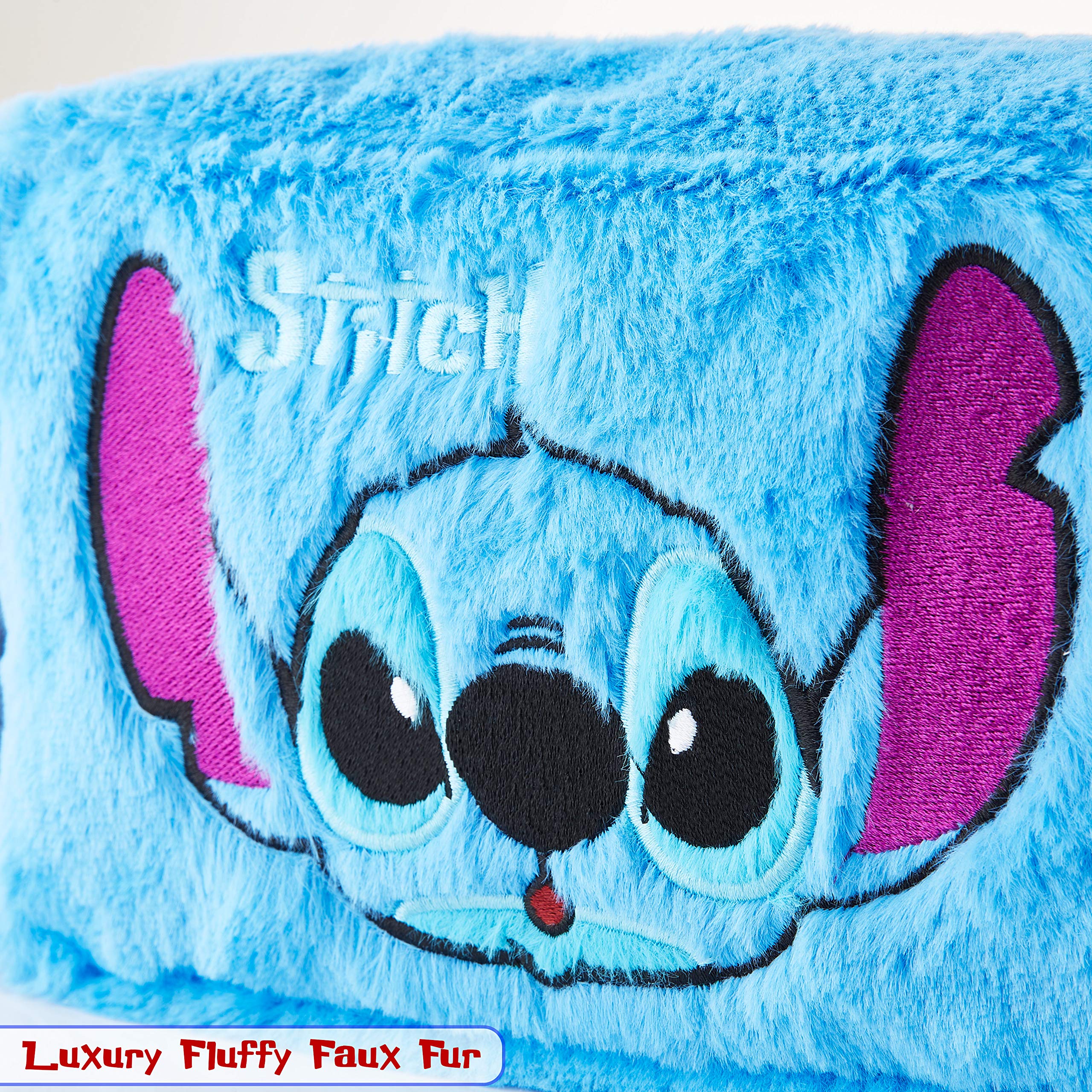 Disney Lilo and Stitch Makeup Bag, Plush Wash Bag for Cosmetics with Fluffy Pom Pom, Disney