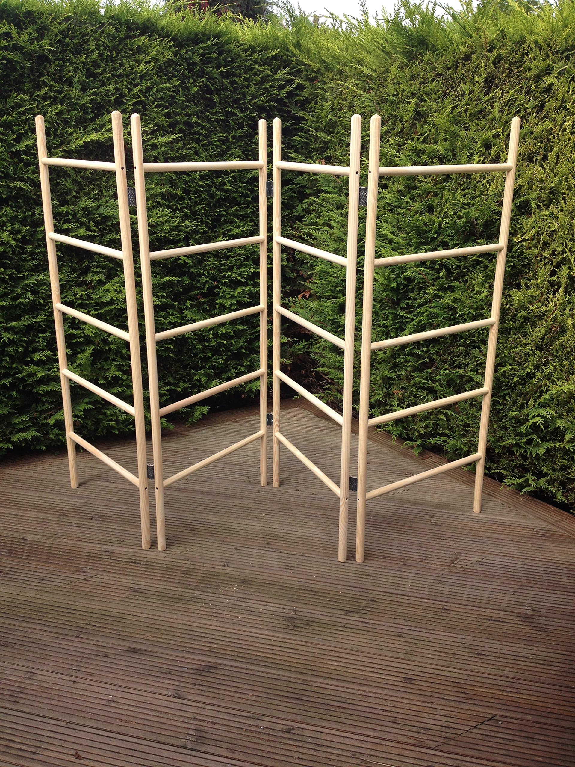 4-Panel LARGE Wooden Clothes Horse Airer - Quality, Folding Laundry Dryer