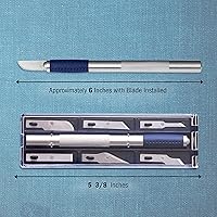 Vista 2 de WA Portman - Juego de cuchillos para pasatiempos – 1 cuchillo de precisión con 6 cuchillas de acero al carbono surtidas – Kit de 7 cuchillos