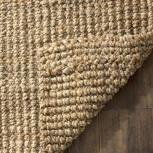 Vista 19 de Safavieh Natural Fiber Collection NF747A tapete de yute natural tejido a mano (5" x 8"), Yute, Natural Natural,Blanque/Marfil,Gris
