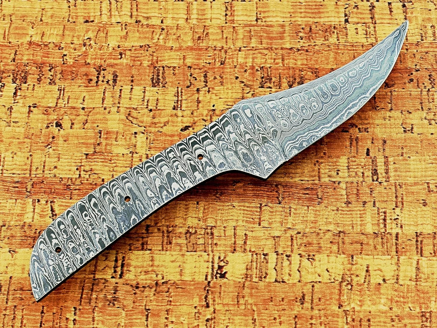 Trailing point Damascus steel blank blade, Hand forged Damascus Skinning knife making Blade, Twist, Ladder and rain drop pattern Damascus steel (9 Inch Ladder)