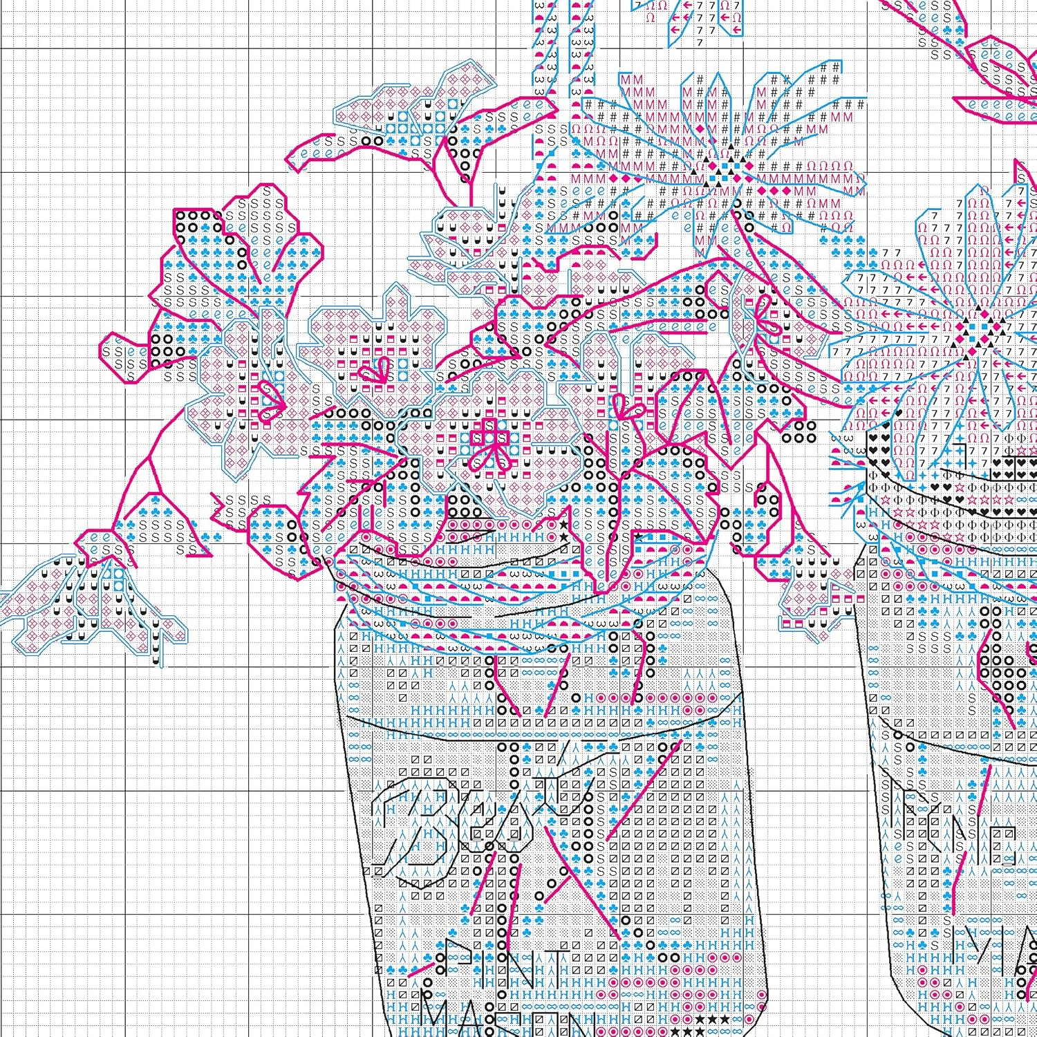 Dimensions 70-35378 Mason Jar Flowers Counted Cross Stitch Kit, 14 Cnt. White Aida Cloth, 14 x 10