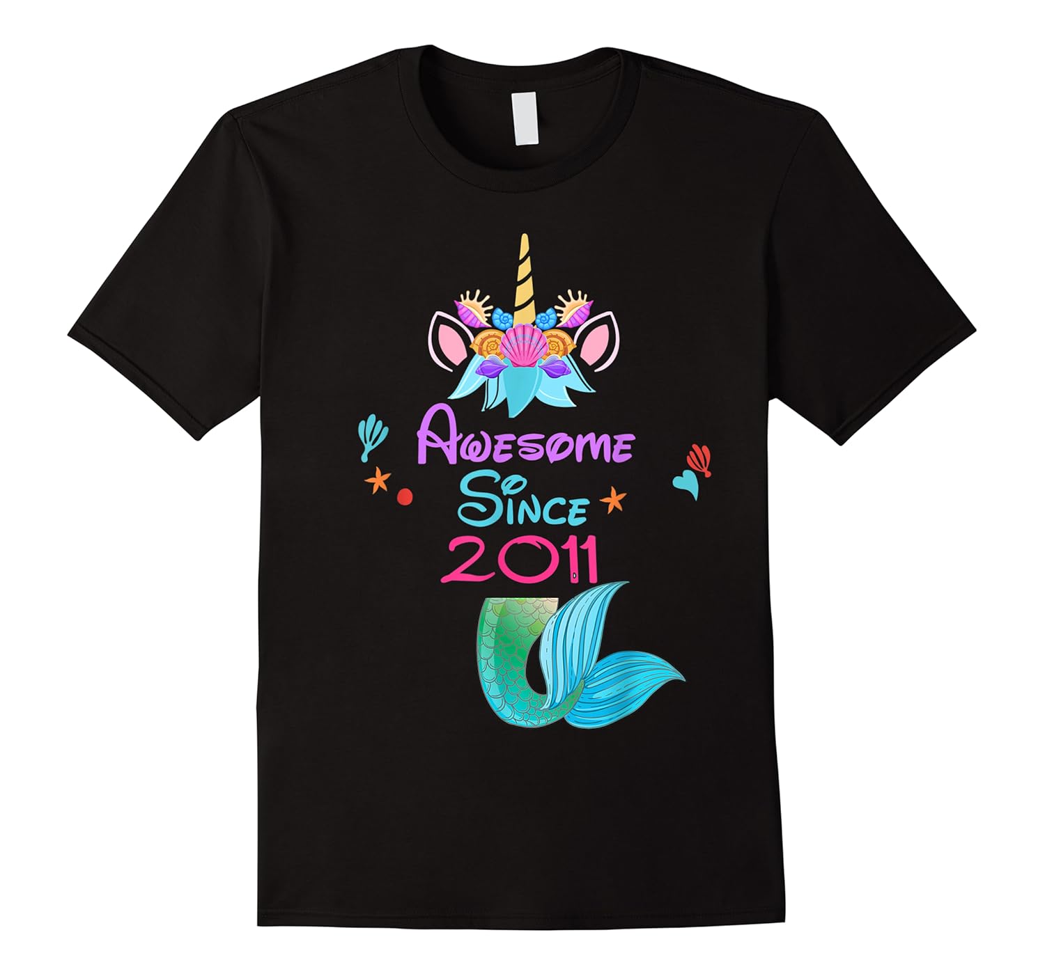 girls awesome since 2011 9th birthday unicorn mermaid party shirts