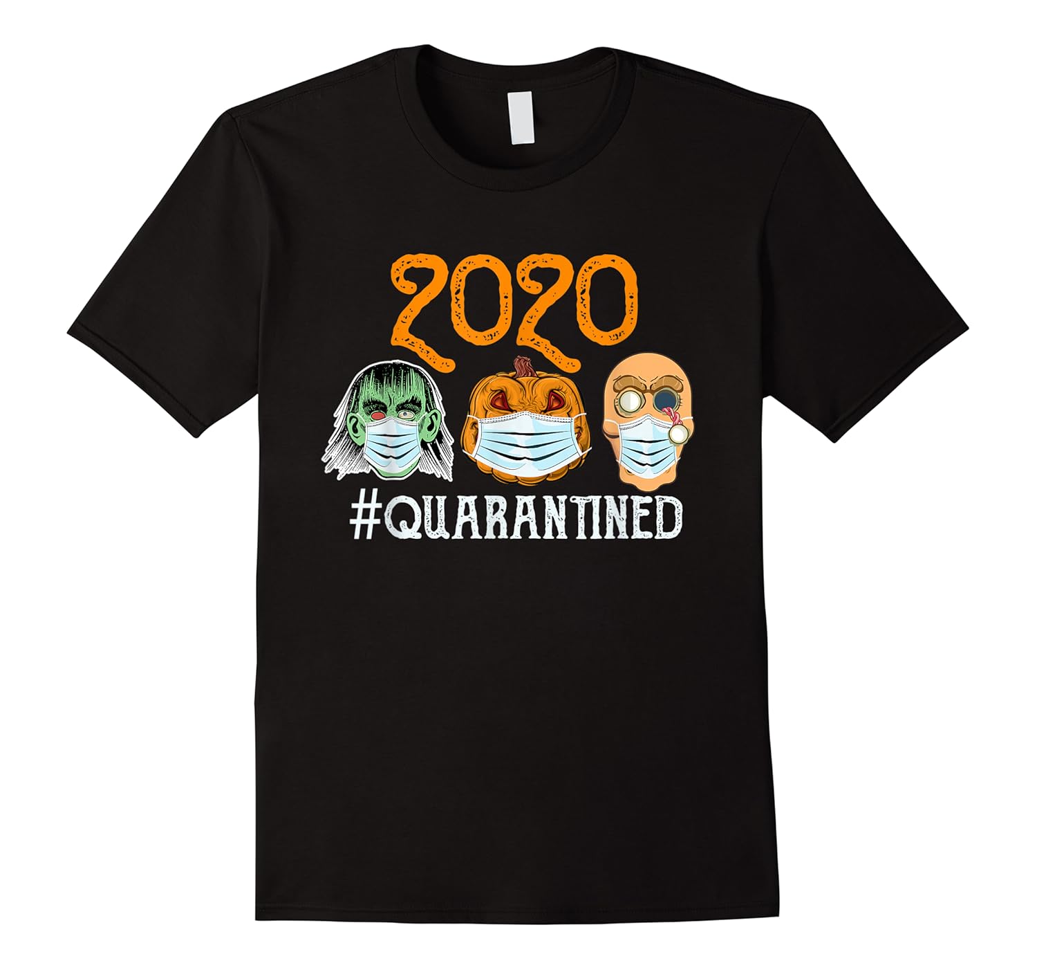 halloween 2020 quarantined monsters pumpkins mask protection shirts
