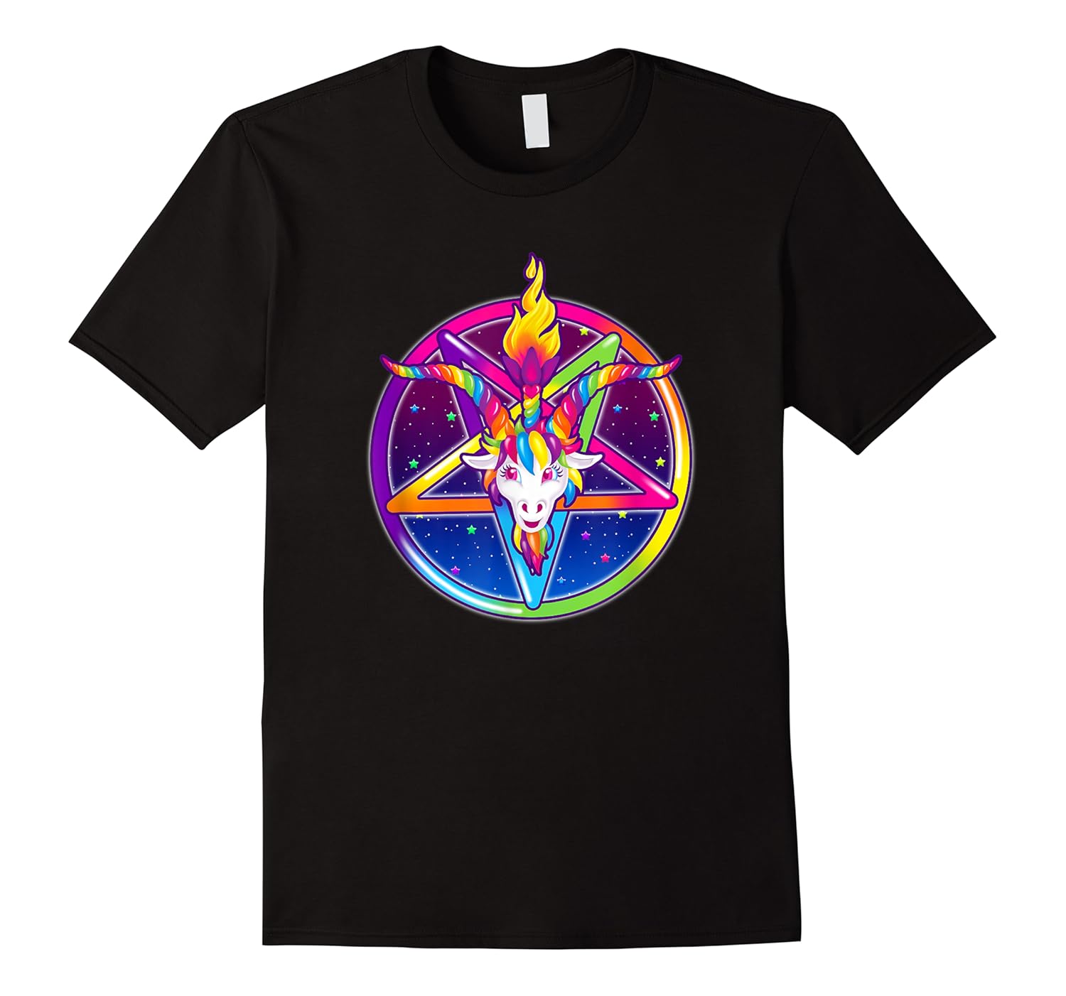 creepy girl club rainbow baphomet pentagram sigil shirts