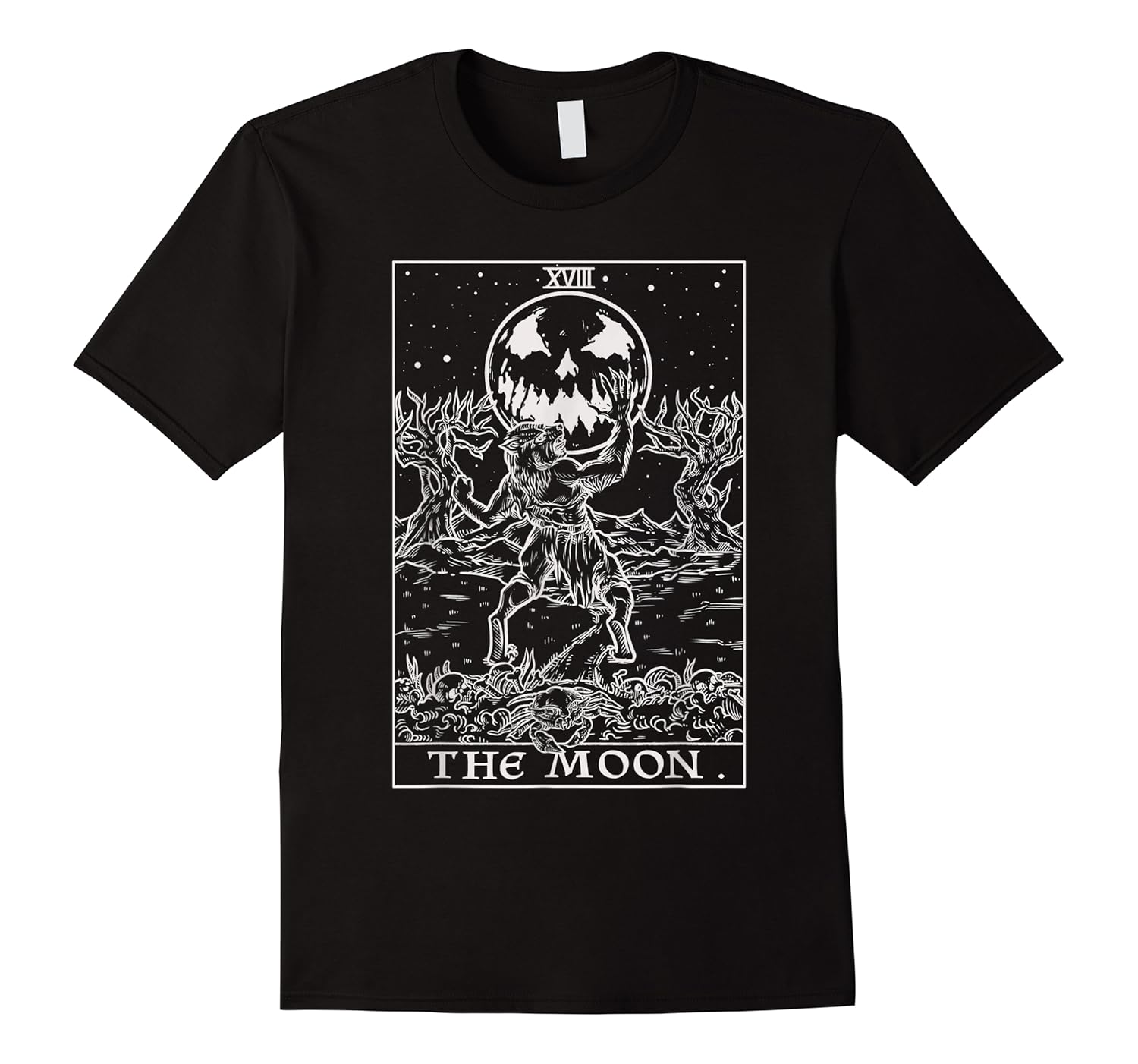the moon tarot card halloween werewolf pagan witch clothing shirts